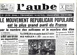 Une du journal l'Aube, le 4 juin 1946